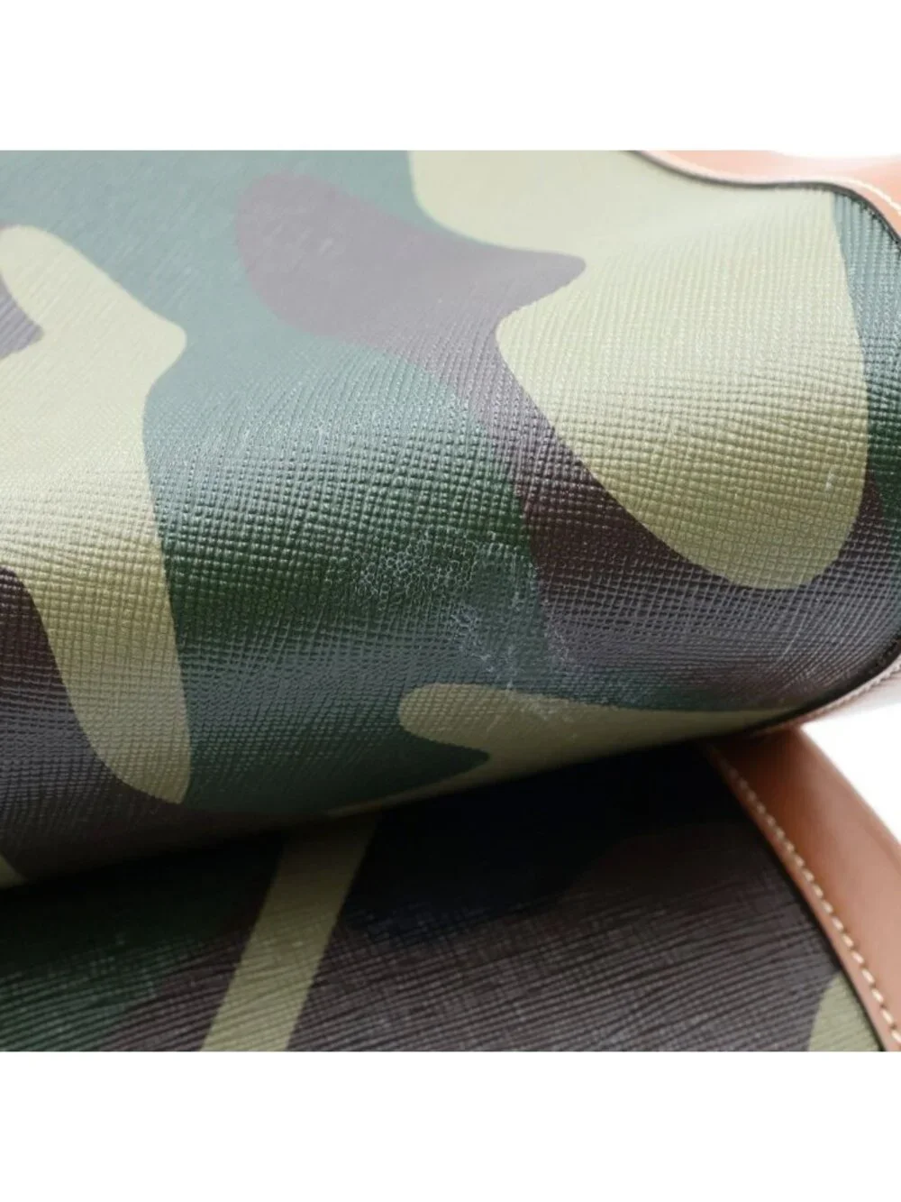 Celine Couffin Large Camouflage Pattern Shoulder Bag Tote Khaki Brown